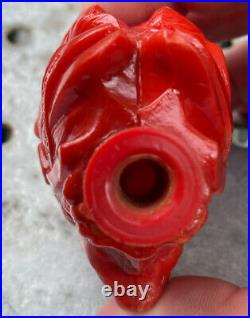 VINTAGE IROQUOIS (Red) INDIAN HEAD BEER TAP KNOB HANDLE BUFFALO NY