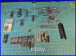 VINTAGE Starrett, Greenfield, & more Machinist Taps & Tap Handle / Wrench Lot