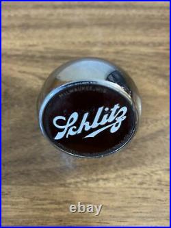 (VTG) 1930s schlitz beer ball knob chrome tap handle wis Near Mint