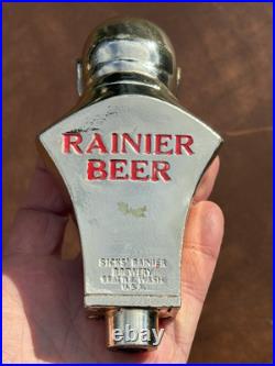Vintage 1950's SICK'S RAINIER Diamond Draft Beer Tap Handle Brew Master Bust Guy