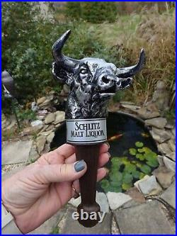 Vintage 1978 JOS. SCHLITZ MALT LIQUOR BULL BEER Tap Handle SUPER! UNUSED
