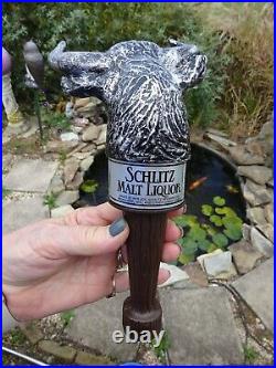 Vintage 1978 JOS. SCHLITZ MALT LIQUOR BULL BEER Tap Handle SUPER! UNUSED