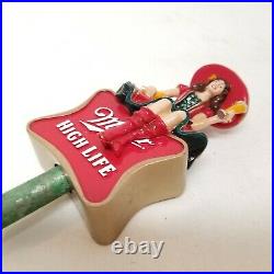 Vintage Beer Tap Handle Miller High Life Girl on Moon Lady w Red Hat Sitting
