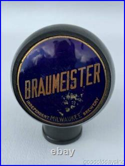 Vintage Braumeister Independent Brewery Milwaukee Round Beer Knob Tap Handle