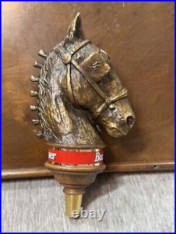 Vintage Budweiser Clydesdale Horse Tap Handle Head Beer Bar Mancave COMPLETE