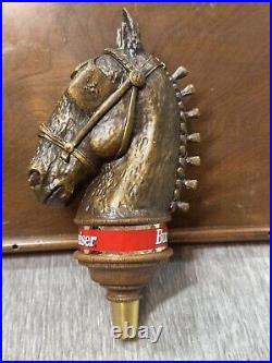 Vintage Budweiser Clydesdale Horse Tap Handle Head Beer Bar Mancave COMPLETE