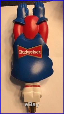 Vintage Budweiser Flying Bud Man Bar Tap Budman Beer Handle Sign Keg Topper Knob