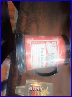 Vintage Budweiser keg tap handles and mugs
