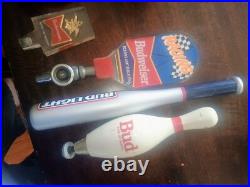Vintage Budweiser keg tap handles and mugs