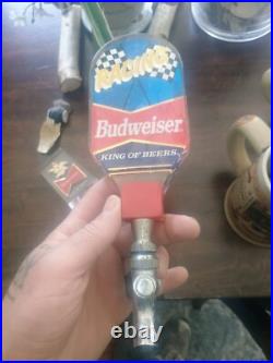 Vintage Budweiser keg tap handles and mugs