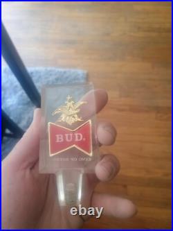 Vintage Budweiser keg tap handles and mugs