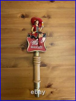 Vintage Miller High Life Beer Tap Handle Girl on Moon Red Hat