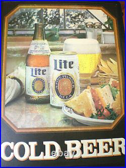 Vintage Miller Lite Beer Illuminated Sign & Lite Beer Tap Handle. NICE