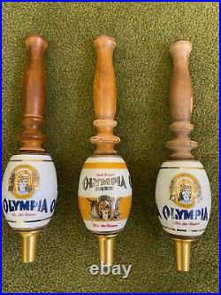 Vintage OLYMPIA BEER CERAMIC Beer Tap Handle and two non vintage