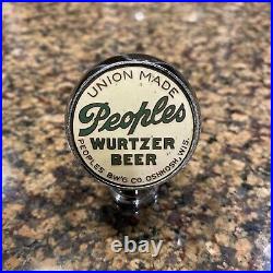 Vintage Peoples Wurtzer Beer Ball Knob Tap Handle 1930's Oshkosh, Wisconsin