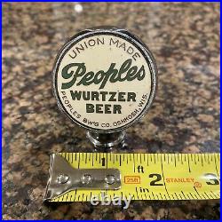 Vintage Peoples Wurtzer Beer Ball Knob Tap Handle 1930's Oshkosh, Wisconsin