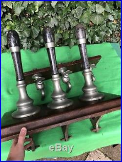 Vintage Rare Gaskell & Chambers Super Dalex 3 Handle Beer Tap Pulls On Wood