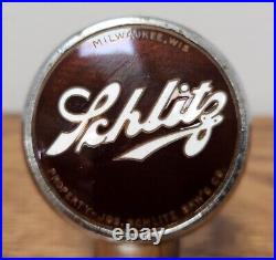 Vintage Schlitz Brewing Co Beer Ball Tap Handle Knob Chrome Robbins