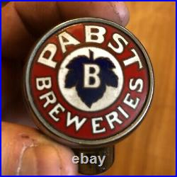 Vtg PABST BLUE RIBBON Genuine Robbins MasS. CHROME TAP Beer Handle KNOB Brewery